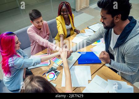 international, creative fashion designer group office:team work idea Foto Stock