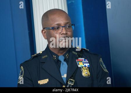 Washington DC, Stati Uniti. 13th maggio 2022. Detroit, Michigan il capo della polizia James White partecipa al briefing quotidiano alla Casa Bianca a Washington, DC, 13 maggio 2022. Credit: MediaPunch Inc/Alamy Live News Foto Stock