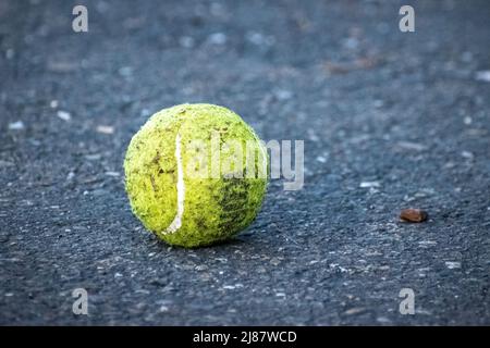 Una palla da tennis sporca. Foto Stock