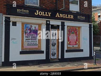 Hydes Brewery Jolly Angler, 47 Ducie St, Northern Quarter, Manchester, Inghilterra, UK, M1 2JW - chiuso e in pericolo di demolizione Foto Stock