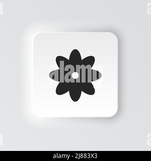Icona del pulsante rettangolo Fiore. Banner pulsante interfaccia badge rettangolare per l'illustrazione dell'applicazione in stile neomorfico su sfondo bianco Illustrazione Vettoriale