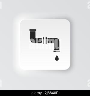 Icona a forma di pulsante rettangolo pipe d'acqua. Banner pulsante interfaccia badge rettangolare per l'illustrazione dell'applicazione in stile neomorfico su sfondo bianco Illustrazione Vettoriale