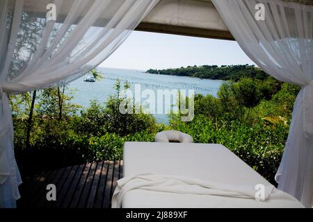 Il centro termale di Ponta dos Ganchos Eco Resort, una proprietà Relais & Chateau a Governator Celso Ramos, Santa Catarina, Brasile Foto Stock