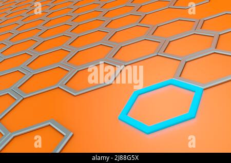 Base combinata tecnologica arancione, rendering 3D Foto Stock