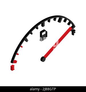 Icona indicatore auto isometrico del carburante, indicatore di livello del simbolo dell'automobile a benzina, indicatore di controllo immagine vettoriale . Illustrazione Vettoriale