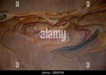 Dipinti preistorici della Grotta di Arkaroo Rock - Australia del Sud Foto Stock