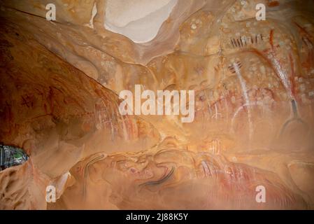 Dipinti preistorici della Grotta di Arkaroo Rock - Australia del Sud Foto Stock