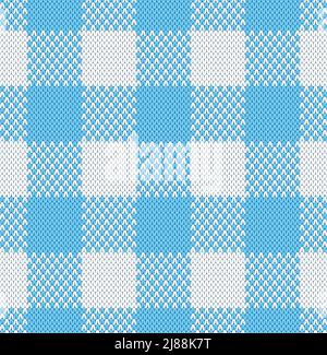 Tessuto tessuto tessuto tessuto lavorato a maglia Gingham modello senza cuciture per picnic o tovaglia blu vichy check plaid illustrazione vettoriale Illustrazione Vettoriale