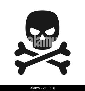 Semplice cranio malvagio con crossbones illustrazione vettoriale Illustrazione Vettoriale