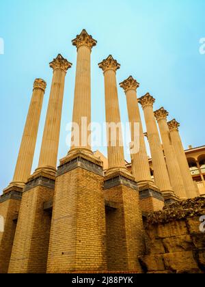 Colonne corinzie del Tempio Romano del 1st d.C. - Cordoba, Spagna Foto Stock