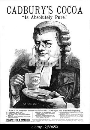 '' il cacao di Cadbury "è assolutamente puro." ', 1888. Da, 'il grafico. Un giornale settimanale illustrato Volume 38. Da luglio a dicembre, 1888'. Foto Stock
