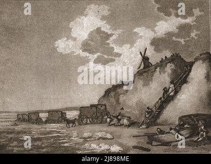 ''Un viaggio a Brighton cento anni fa; Brighthelmstone--il luogo di balneazione con le macchine di Smoaker, c1788', 1888. Da, 'il grafico. Un giornale settimanale illustrato Volume 38. Da luglio a dicembre, 1888'. Foto Stock