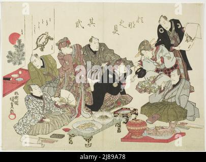 Seconda illustrazione di Calligraphy e Painting Party al piano superiore del Ristorante Manpachiro (Manpachiro jo shoga kaiseki no zu, onajiku sono ni), 1827. Foto Stock