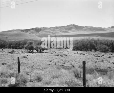 US 99 sulla cresta sopra i Monti Tehachapi. Percorso pesante per camion tra Los Angeles e San Joaquin Valley su cui i migranti viaggiano avanti e indietro. California. Foto Stock