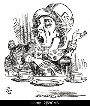 John Tenniel illustrazione del Mad Hatter di Alice nel paese delle meraviglie di Lewis Carroll Foto Stock