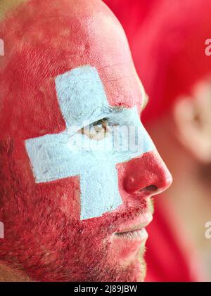 Helsinki, Finlandia. 14th maggio 2022. Fan sui nella partita SVIZZERA - ITALIA IIHF ICE HOCKEY WORLD CHAMPIONSHIP Group B a Helsinki, Finlandia, 14 maggio 2022, Stagione 2021/2022 © Peter Schatz / Alamy Live News Foto Stock