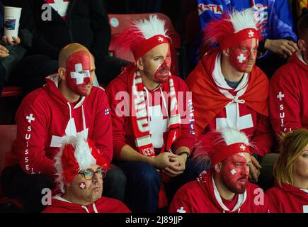 Helsinki, Finlandia. 14th maggio 2022. Fan sui nella partita SVIZZERA - ITALIA IIHF ICE HOCKEY WORLD CHAMPIONSHIP Group B a Helsinki, Finlandia, 14 maggio 2022, Stagione 2021/2022 © Peter Schatz / Alamy Live News Foto Stock