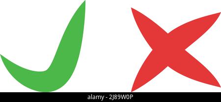 Segno di spunta e icona a croce impostate. Illustrazione Vettoriale