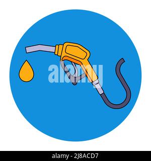 pistola ad un distributore di benzina per riempire il serbatoio di benzina. illustrazione vettoriale piatta Illustrazione Vettoriale