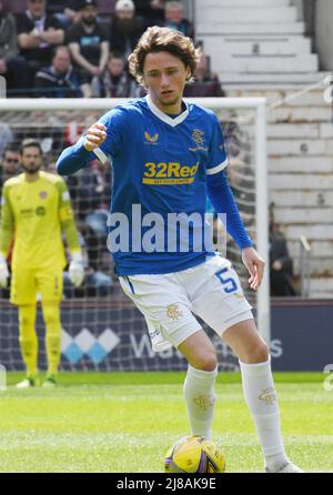 Tynecastle Park Edinburgh.Scotland UK .14th May 22. Hearts vs Rangers Cinch Premiership Match. Rangers' Alex Lowry Credit: eric mccowat/Alamy Live News Foto Stock