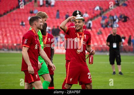 LONDRA, REGNO UNITO. MAGGIO 14th Luis Diaz di Liverpool si presenta durante la finale di fa Cup tra Chelsea e Liverpool al Wembley Stadium di Londra sabato 14th maggio 2022. (Credit: Federico Maranesi | MI News) Credit: MI News & Sport /Alamy Live News Foto Stock