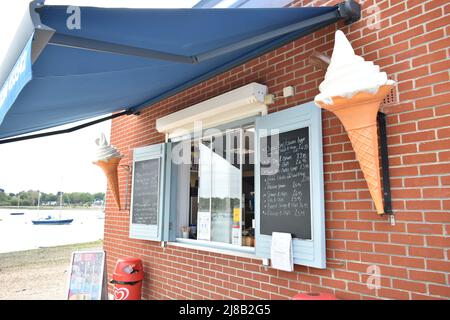 La finestra del chiosco del Cafe del Rifugio della Spiaggia Foto Stock