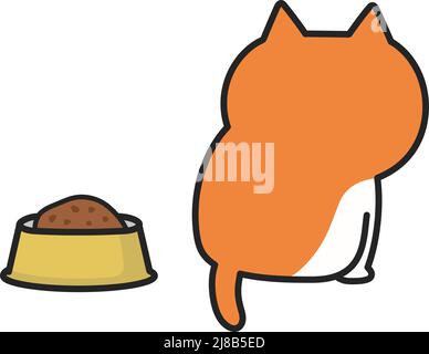 Il gatto tabby arancione non ha appetito, illustrazione vettoriale. Illustrazione Vettoriale