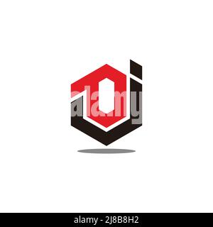 lettera oj jo semplice geometrico esagonale colori logo vettore Illustrazione Vettoriale