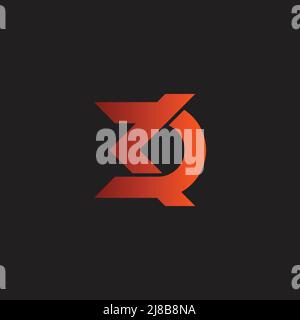 lettera kd frecce rosse collegate sfumatura vettore di logo geometrico Illustrazione Vettoriale