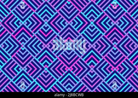 motivo poligonale astratto blu viola, colore neon, sfondo geometrico di texture di luce, illustrazione, arte di linea naturale Foto Stock