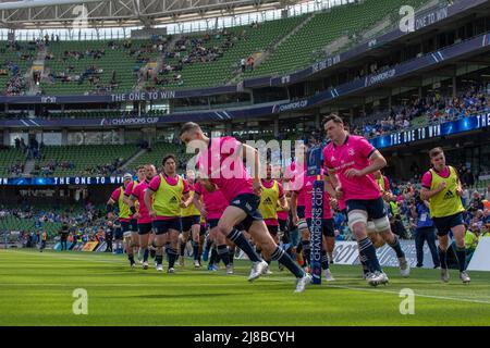 Dublino, Irlanda. 15th maggio 2022. Giocatori di Leinster durante la semifinale della Heineken Champions Cup tra Leinster Rugby e Stade Toulousain all'Aviva Stadium di Dublino, Irlanda il 14 maggio 2022 (Foto di Andrew SURMA/ Credit: Sipa USA/Alamy Live News Foto Stock