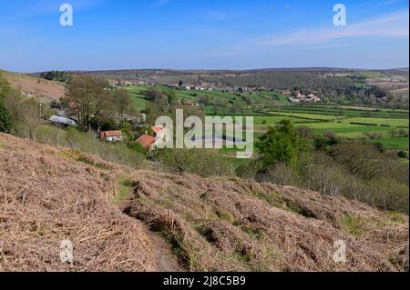 Castleton da Castleton Rigg sopra Danby Dale nel North York Moors Foto Stock