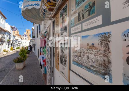 La strada storica di Altea, Spagna Foto Stock
