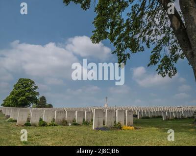 L'immagine è del cimitero britannico Marfaux della prima Guerra Mondiale vicino a Marfaux. Il cimitero è di soldati che sono morti nel luglio 1918 Marne offensiva Foto Stock