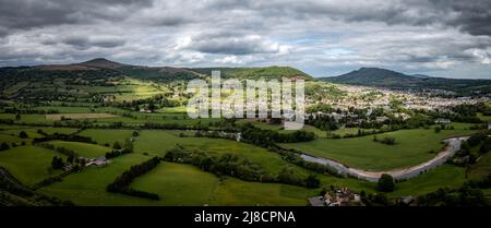 Veduta aerea di Abergavenny nel Galles del Sud del Monmouthshire Foto Stock