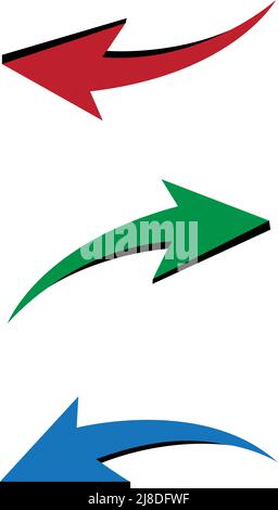 Icona frecce blu verde rosso. Su sfondo bianco Illustrazione Vettoriale