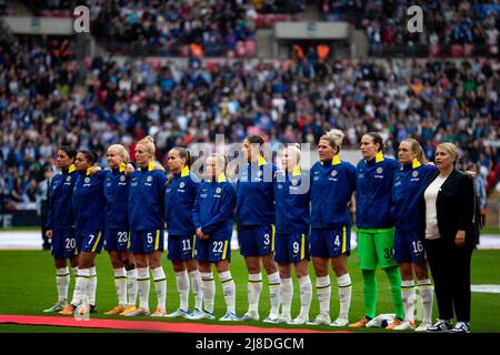 Londra, Regno Unito. 15th maggio 2022. Chelsea prima della partita finale di Vitality Womens fa Cup tra Manchester City e Chelsea al Wembley Stadium di Londra, Inghilterra. Liam Asman/SPP Credit: SPP Sport Press Photo. /Alamy Live News Foto Stock