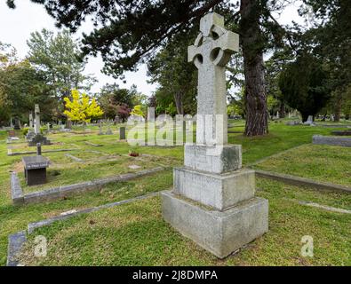 Tombe nel cimitero di Ross Bay a Victoria, British Columbia, Canada. Foto Stock