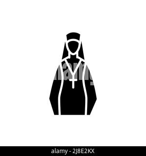 Icona del colore della linea Nun. Elemento vettoriale isolato. Pittogramma a contorno per pagina web, app mobile, promo Illustrazione Vettoriale