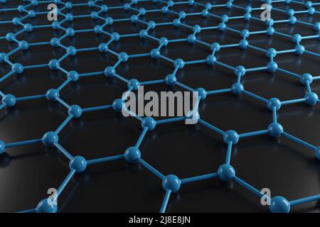 Rappresentazione astratta di una connessione molecolare cristallizzata nel sistema esagonale. 3d illustrazione. Foto Stock