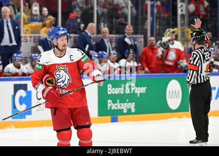 Tampere, Finlandia. 15th maggio 2022. Roman Cervenka (CZE) durante il Campionato Mondiale di Hockey su ghiaccio 2022 dell'IIHF, il Gruppo B ha fatto la partita Repubblica Ceca contro Svezia, il 15 maggio 2022, a Tampere, Finlandia. Credit: Michal Kamaryt/CTK Photo/Alamy Live News Foto Stock