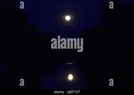 Vollmond über Steinhuder Meer. Foto Stock