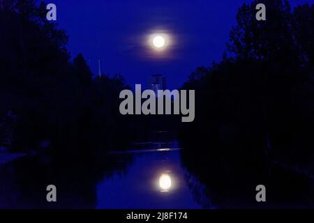 Vollmond über Steinhuder Meer. Foto Stock