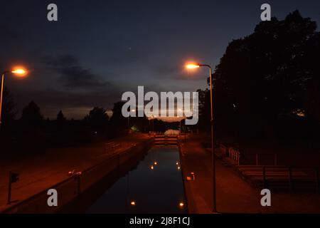 Vollmond über Steinhuder Meer. Foto Stock