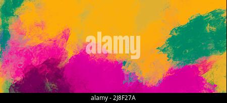 Pittura colorata sfondo astratto grunge motivo texture con brillante pennello pennellate e spruzzi con vivace estate arancione e rosa colori Foto Stock