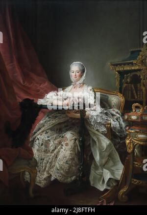 Madame Pompadour alla sua cornice di Tambour del ritratto francese Francois-Hubert Drouais alla National Gallery di Londra, Regno Unito Foto Stock