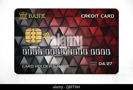 Carta di credito generica isolata su sfondo bianco. 3D illustrazione. Foto Stock