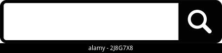 Una casella di ricerca con una lente di ingrandimento nera. Vettore modificabile. Illustrazione Vettoriale