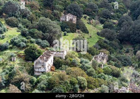Città mineraria abbandonata di Naracauli (Laveria Brassey), Arbus, Sardegna, Italia Foto Stock