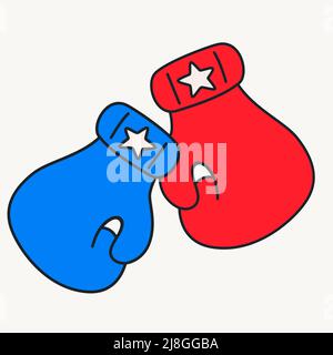 Fumetto vettore divertente carino personaggi fumetti, guanti da boxe. Illustrazione Vettoriale